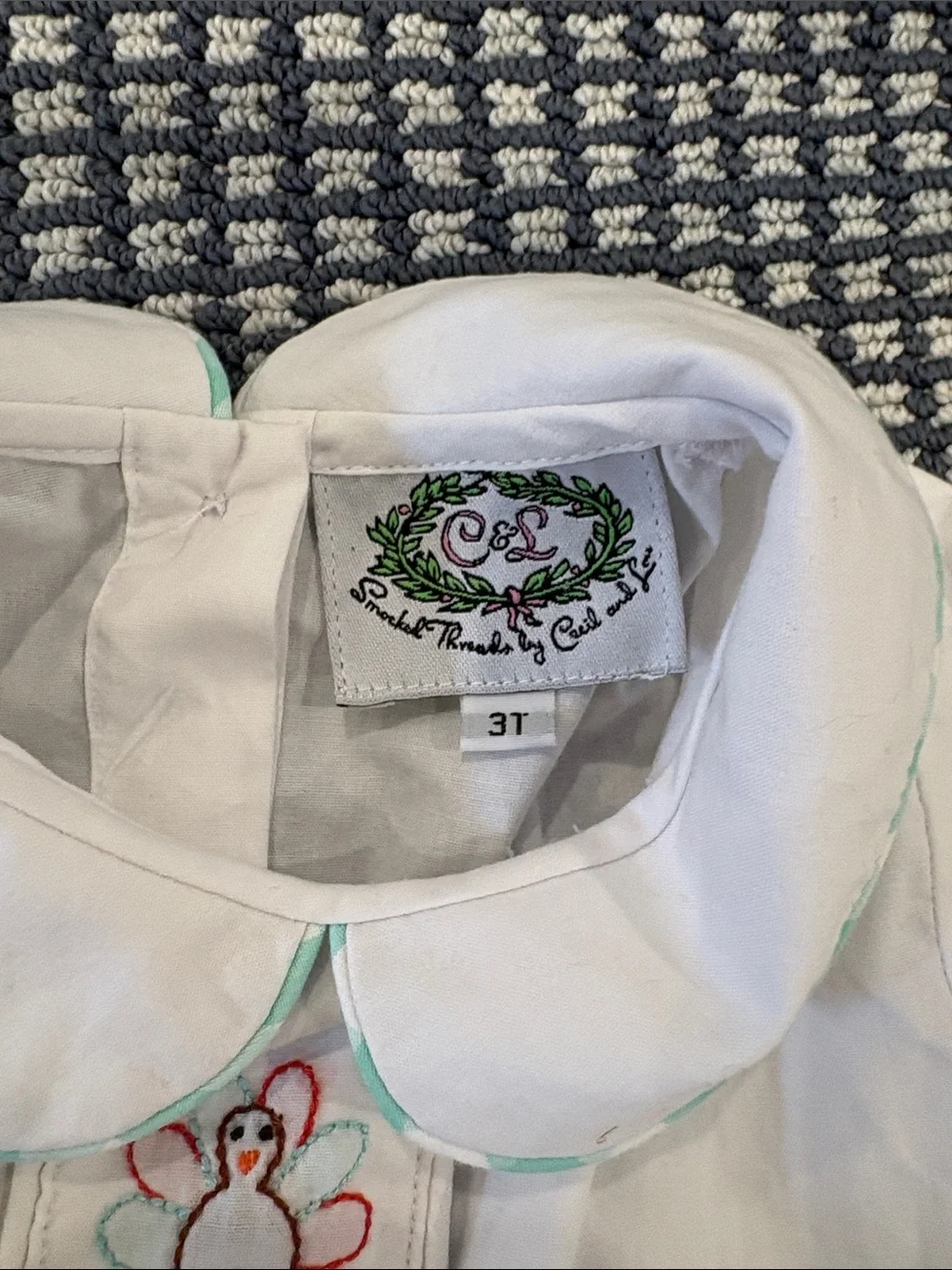 White Top and Mint Gingham Shorts Kids Matching Set